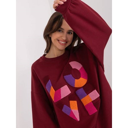 Damska bluza z napisem Love bordowa (8881) ze sklepu goodlookin.pl w kategorii Bluzy damskie - zdjęcie 171328466