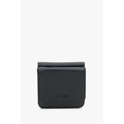 Estro: Czarny kompaktowy portfel męski typu portmonetka ze skóry naturalnej ze sklepu Estro w kategorii Portfele damskie - zdjęcie 171330559
