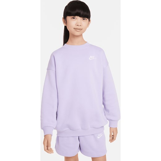 Bluza dresowa dla dużych dzieci (dziewcząt) o kroju oversize Nike Sportswear Club Fleece - Fiolet ze sklepu Nike poland w kategorii Bluzy dziewczęce - zdjęcie 171331536