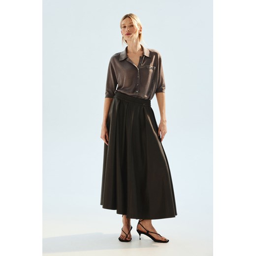 H & M - Powlekana spódnica trapezowa - Zielony ze sklepu H&M w kategorii Spódnice - zdjęcie 171337049