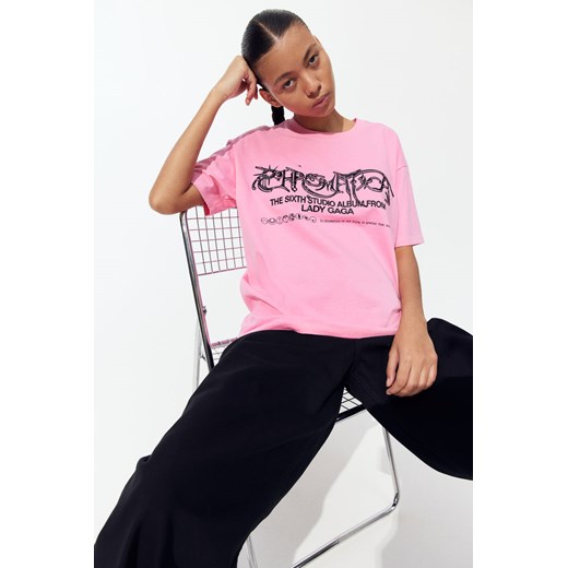 H & M - T-shirt oversize z nadrukiem - Różowy ze sklepu H&M w kategorii Bluzki damskie - zdjęcie 171337189