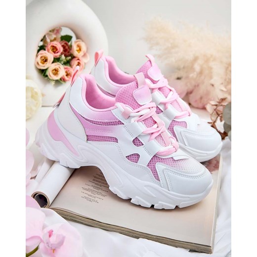 Buty sportowe damskie Royalfashion.pl sneakersy różowe wiosenne 
