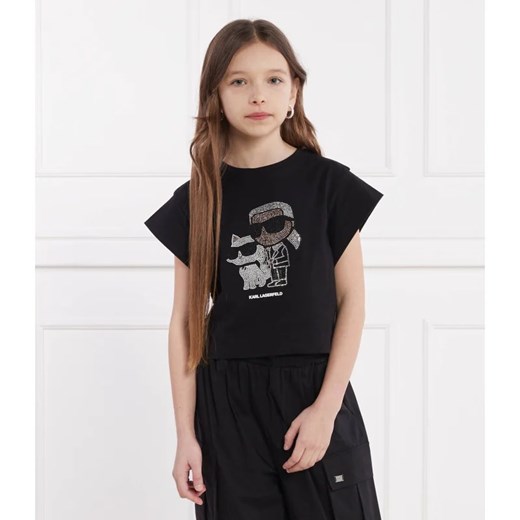 Bluzka dziewczęca czarna Karl Lagerfeld bawełniana 