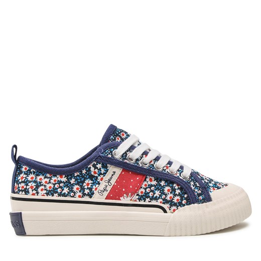 Tenisówki Pepe Jeans Ottis Flower Girl PGS30541 Navy 595 ze sklepu eobuwie.pl w kategorii Trampki dziecięce - zdjęcie 171347429