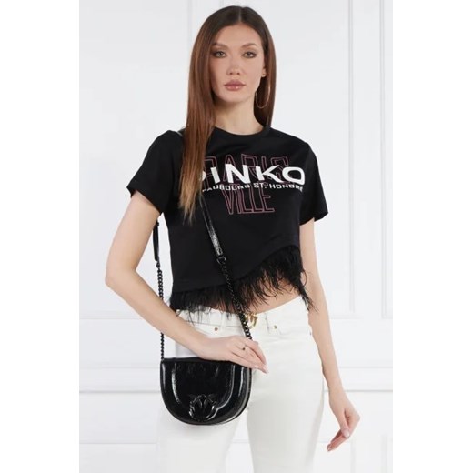 Pinko Skórzana torebka na ramię LOVE ROUND CLICK MINI NAPPA Pinko Uniwersalny Gomez Fashion Store