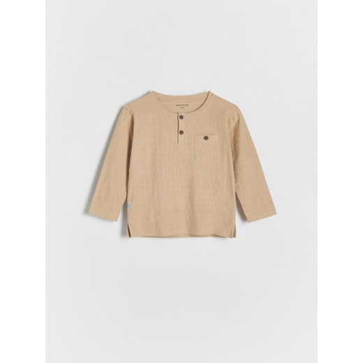 Reserved - Strukturalny longsleeve henley - beżowy Reserved 80 (9-12 m.) Reserved