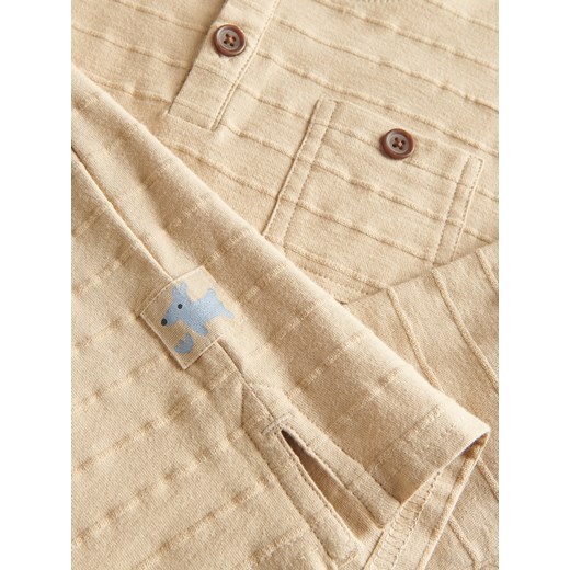 Reserved - Strukturalny longsleeve henley - beżowy Reserved 86 (12-18 m.) Reserved