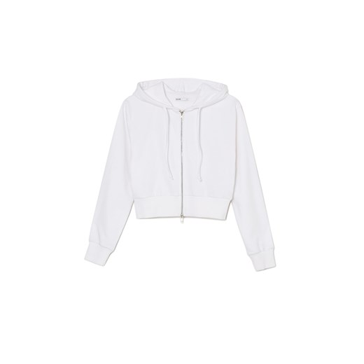 Cropp - Rozpinana bluza z kapturem - biały ze sklepu Cropp w kategorii Bluzy damskie - zdjęcie 171350408