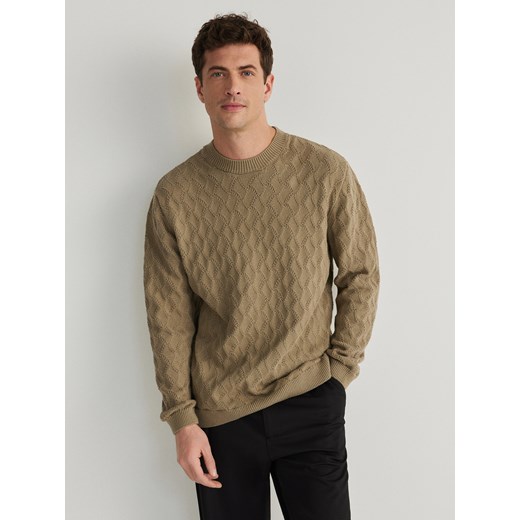 Reserved - Strukturalny sweter - oliwkowy ze sklepu Reserved w kategorii Swetry męskie - zdjęcie 171350869
