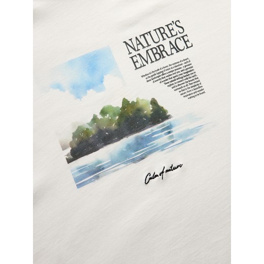 T-shirt męski Reserved biały z krótkimi rękawami