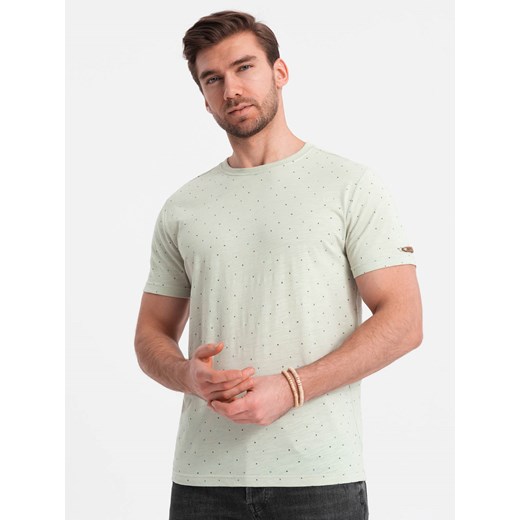 T-shirt męski z ozdobnym efektem confetti - zielony V4 OM-TSCT-0178 ze sklepu ombre w kategorii T-shirty męskie - zdjęcie 171352049