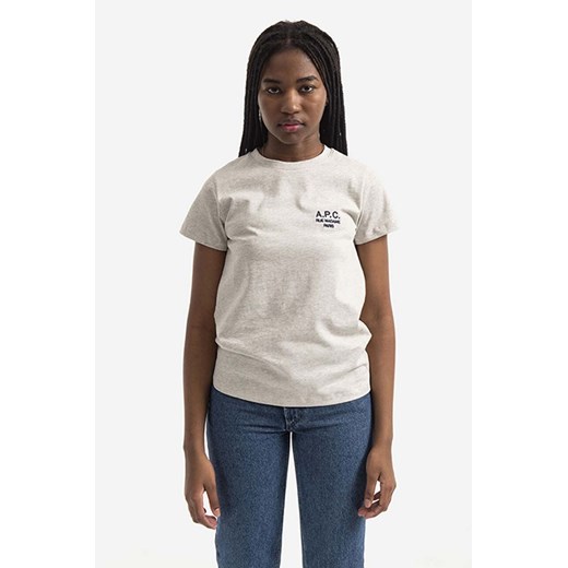 A.P.C. t-shirt bawełniany Denise kolor szary COEAV.F26842-WHITE ze sklepu ANSWEAR.com w kategorii Bluzki damskie - zdjęcie 171352675