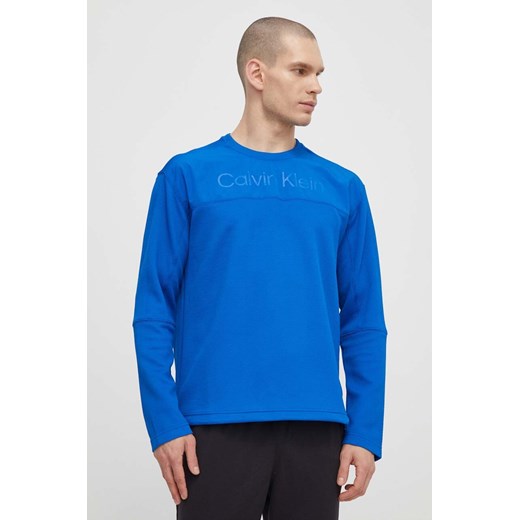 Calvin Klein Performance bluza treningowa kolor niebieski z nadrukiem ze sklepu ANSWEAR.com w kategorii Bluzy męskie - zdjęcie 171352749