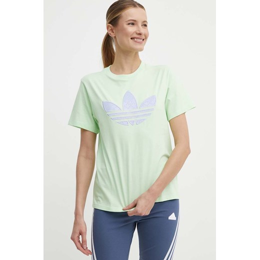 adidas Originals t-shirt bawełniany damski kolor zielony IU2374 ze sklepu ANSWEAR.com w kategorii Bluzki damskie - zdjęcie 171352927