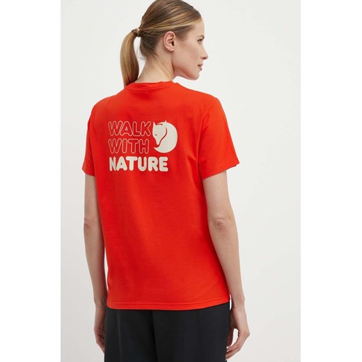 Fjallraven t-shirt Walk With Nature damski kolor pomarańczowy F14600171 ze sklepu ANSWEAR.com w kategorii Bluzki damskie - zdjęcie 171352937