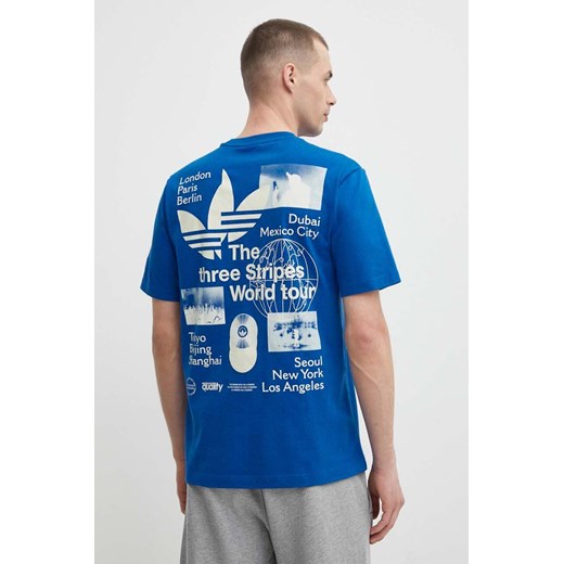 adidas Originals t-shirt bawełniany męski kolor niebieski z nadrukiem IS0182 ze sklepu ANSWEAR.com w kategorii T-shirty męskie - zdjęcie 171352968
