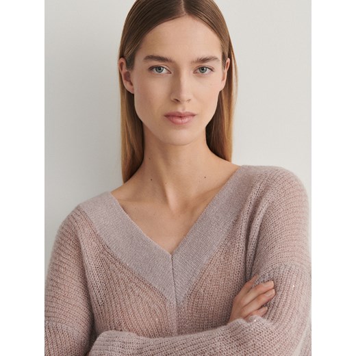 Reserved - Sweter oversize z wełną - lawendowy ze sklepu Reserved w kategorii Swetry damskie - zdjęcie 171355957