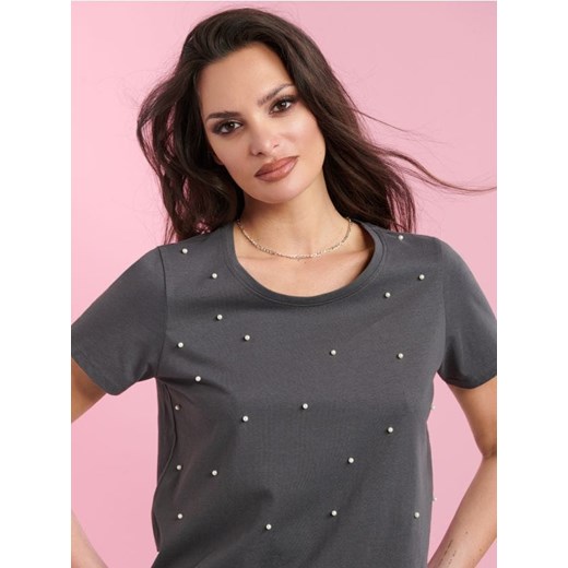 Sinsay - Koszulka bawełniana - szary ze sklepu Sinsay w kategorii Bluzki damskie - zdjęcie 171356959