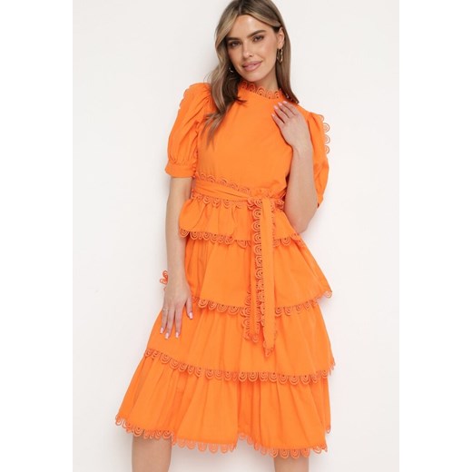Pomarańczowa Sukienka Thellis ze sklepu Born2be Odzież w kategorii Sukienki - zdjęcie 171358167