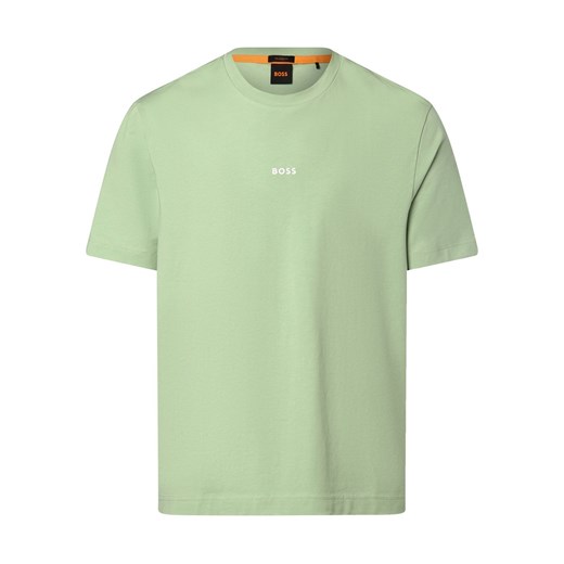 BOSS Orange T-shirt męski Mężczyźni Bawełna seledynowy jednolity ze sklepu vangraaf w kategorii T-shirty męskie - zdjęcie 171361229