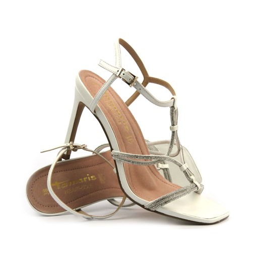 Sandały damskie na szpilce- TAMARIS 1-28308-42, białe ze sklepu ulubioneobuwie w kategorii Sandały damskie - zdjęcie 171362146