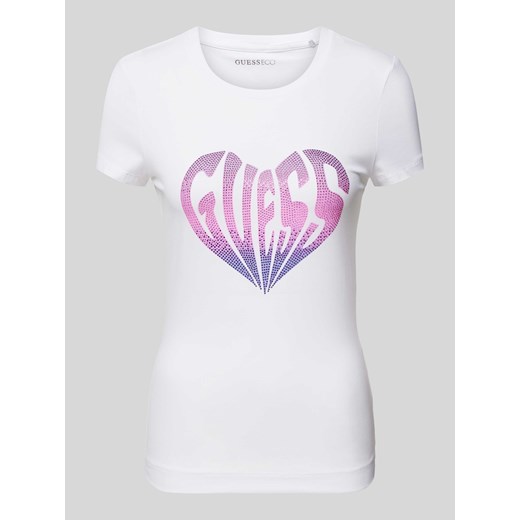 T-shirt z obszyciem kamieniami stras model ‘HEART’ ze sklepu Peek&Cloppenburg  w kategorii Bluzki damskie - zdjęcie 171364369