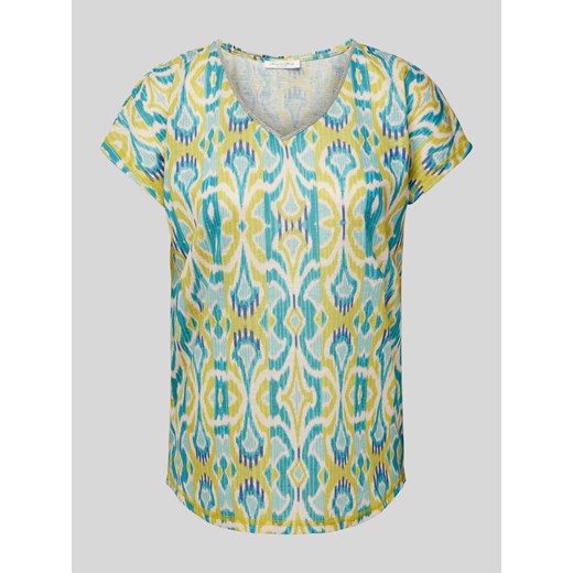 T-shirt ze wzorem na całej powierzchni i dekoltem w serek ze sklepu Peek&Cloppenburg  w kategorii Bluzki damskie - zdjęcie 171364405