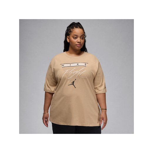 Damski T-shirt z nadrukiem Jordan Flight Heritage (duże rozmiary) - Brązowy ze sklepu Nike poland w kategorii Bluzki damskie - zdjęcie 171364846