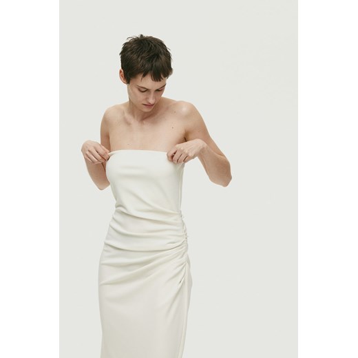 H & M - Drapowana sukienka bandeau - Beżowy ze sklepu H&M w kategorii Sukienki - zdjęcie 171364966