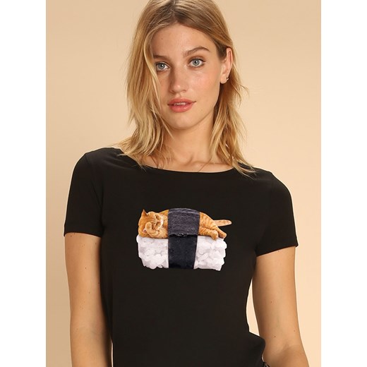 WOOOP Koszulka &quot;Sushi Cat&quot; w kolorze czarnym ze sklepu Limango Polska w kategorii Bluzki damskie - zdjęcie 171365566