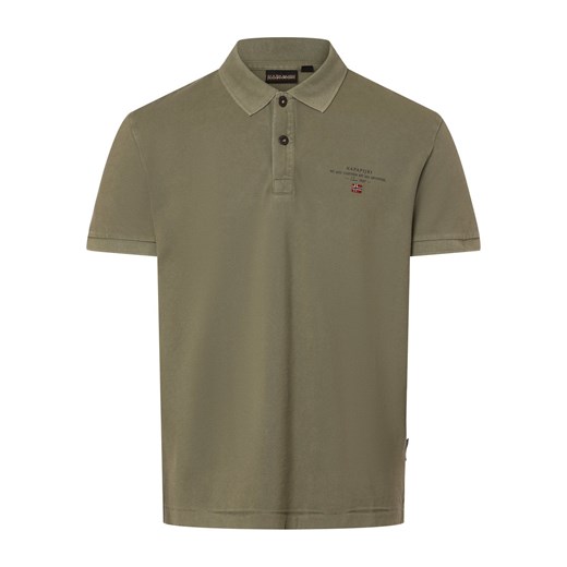 Napapijri Męska koszulka polo - Elbas Mężczyźni Bawełna khaki jednolity ze sklepu vangraaf w kategorii T-shirty męskie - zdjęcie 171368129