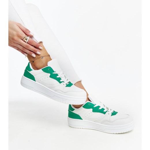 Białe sneakersy z zielonym akcentem Fournie ze sklepu gemre w kategorii Buty sportowe damskie - zdjęcie 171368176