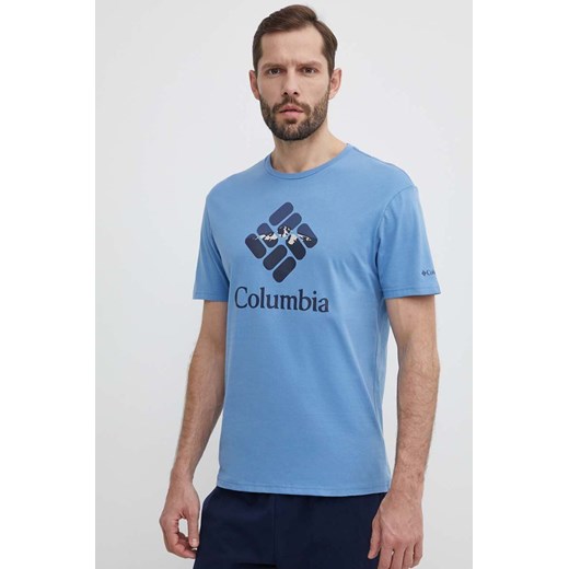 Columbia t-shirt bawełniany Rapid Ridge kolor niebieski z nadrukiem 1888813 Columbia L ANSWEAR.com