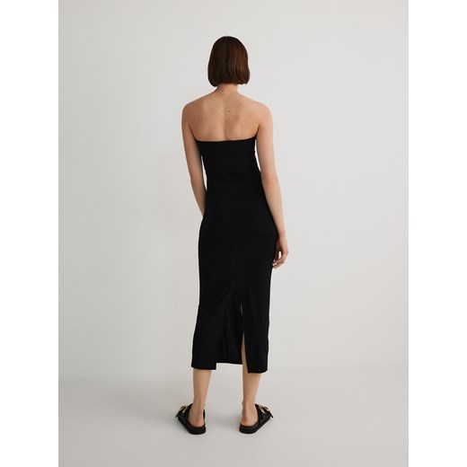 Reserved - Sukienka maxi z prostym dekoltem - czarny Reserved S Reserved
