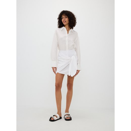 Reserved - Spódnica mini z wiązaniem - złamana biel ze sklepu Reserved w kategorii Spódnice - zdjęcie 171373349