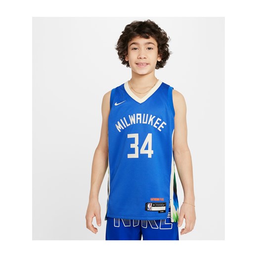 Koszulka dla dużych dzieci Nike Dri-FIT NBA Swingman Giannis Antetokounmpo Milwaukee Bucks City Edition - Niebieski ze sklepu Nike poland w kategorii T-shirty chłopięce - zdjęcie 171374876
