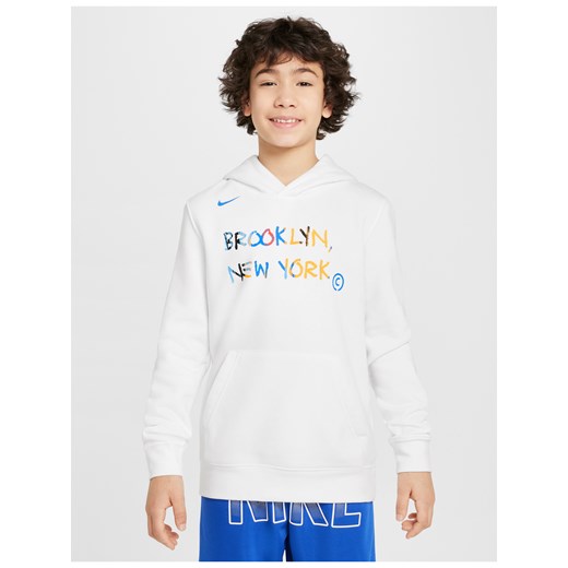 Dzianinowa bluza z kapturem dla dużych dzieci Nike NBA Brooklyn Nets City Edition - Biel ze sklepu Nike poland w kategorii Bluzy chłopięce - zdjęcie 171374878