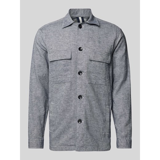 Kurtka koszulowa lniana z tkanym wzorem ze sklepu Peek&Cloppenburg  w kategorii Kurtki męskie - zdjęcie 171375345
