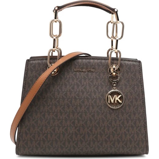 Shopper bag Michael Kors elegancka brązowa ze skóry ekologicznej do ręki z nadrukiem