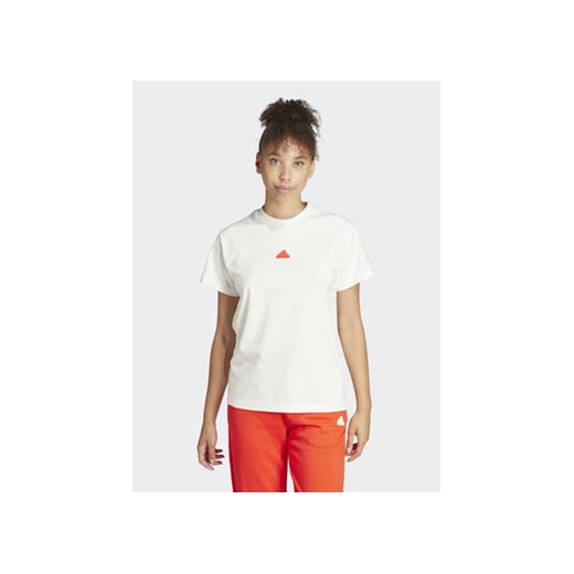 adidas T-Shirt Embroidered IS4287 Biały Regular Fit ze sklepu MODIVO w kategorii Bluzki damskie - zdjęcie 171377176