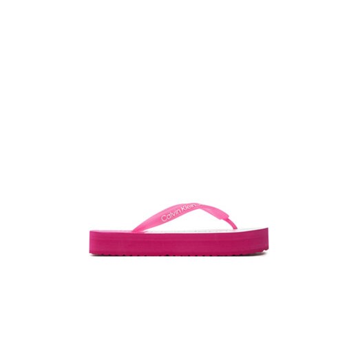 Calvin Klein Jeans Japonki Beach Sandal Flatform Monologo YW0YW01617 Różowy ze sklepu MODIVO w kategorii Klapki damskie - zdjęcie 171377467