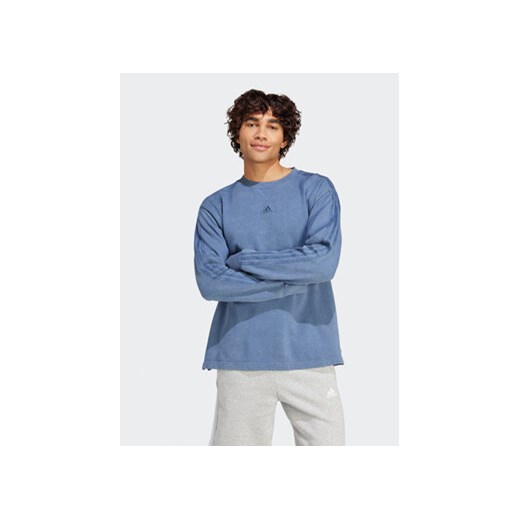 adidas Bluza ALL SZN 3-Stripes IR5256 Niebieski Regular Fit ze sklepu MODIVO w kategorii Bluzy męskie - zdjęcie 171377999