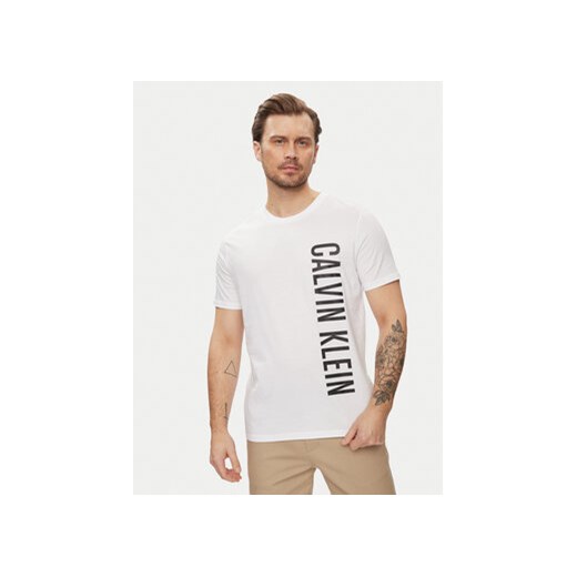 Calvin Klein Swimwear T-Shirt KM0KM00998 Biały Regular Fit ze sklepu MODIVO w kategorii T-shirty męskie - zdjęcie 171378089