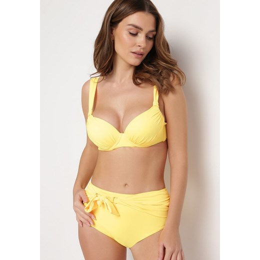 Żółte Bikini z Ozdobnym Paskiem na Figach i Usztywnianym Biustonoszem Vamira ze sklepu Born2be Odzież w kategorii Stroje kąpielowe - zdjęcie 171380306