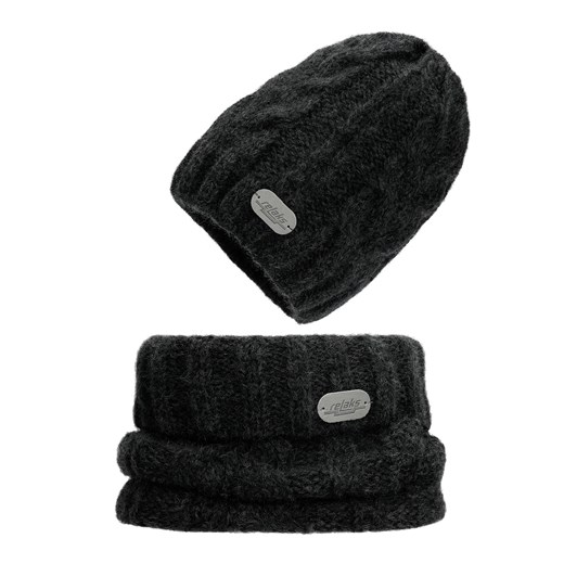 Komplet Czapka + Komin W Kolorze Czarnym ze sklepu Wojas w kategorii Komplety czapka i szalik damskie - zdjęcie 171386675