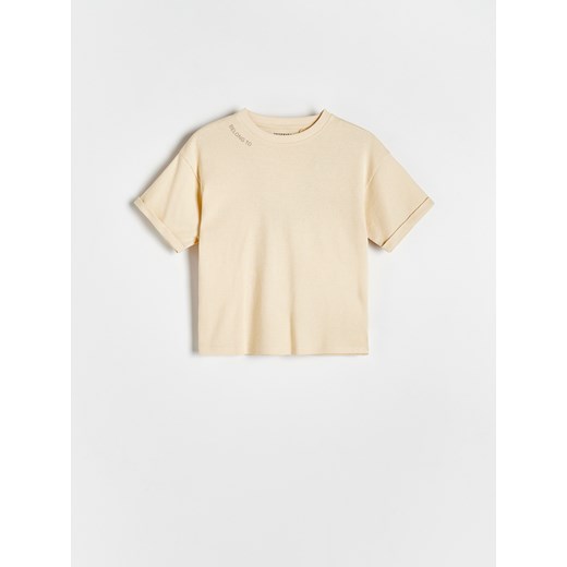 Reserved - T-shirt oversize z nadrukiem - jasnożółty ze sklepu Reserved w kategorii T-shirty chłopięce - zdjęcie 171393826