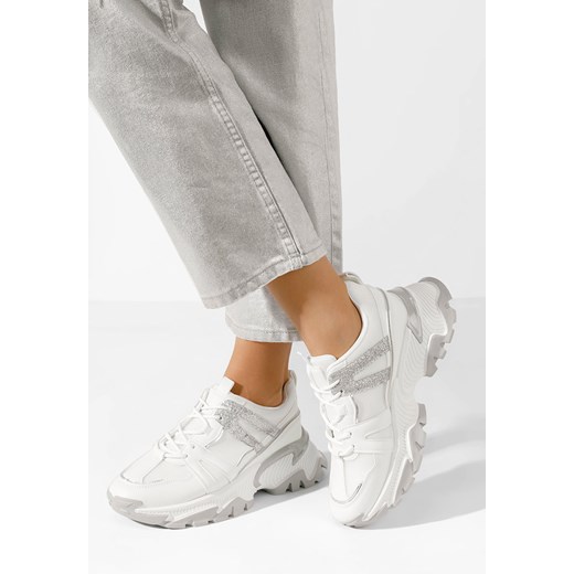 Białe sneakersy damskie na koturnie Alonna ze sklepu Zapatos w kategorii Buty sportowe damskie - zdjęcie 171394198