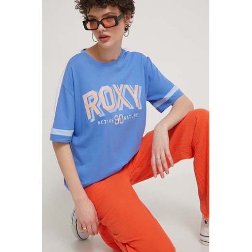 Roxy t-shirt bawełniany Essential Energy damski kolor niebieski ERJKT04120 ze sklepu ANSWEAR.com w kategorii Bluzki damskie - zdjęcie 171395319