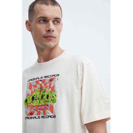 adidas Originals t-shirt bawełniany męski kolor beżowy z nadrukiem IS2905 ze sklepu ANSWEAR.com w kategorii T-shirty męskie - zdjęcie 171395388