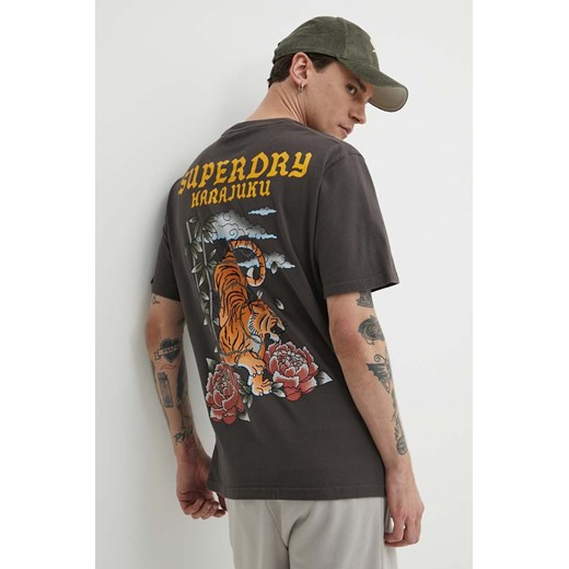 Superdry t-shirt bawełniany męski kolor szary z nadrukiem ze sklepu ANSWEAR.com w kategorii T-shirty męskie - zdjęcie 171395398